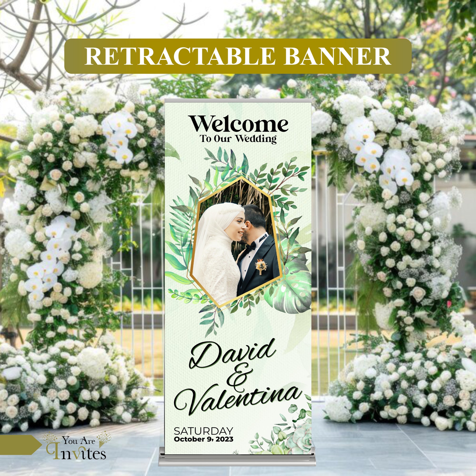 Customizable Wedding Retractable Banner For Couple